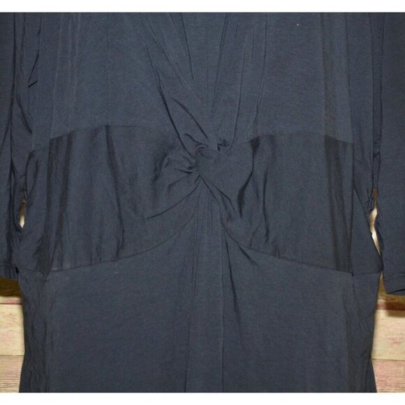 NWT Land’s End Twist Waist Midi Dress Tencel Black 2X Stretch LBD V-Neck Bodycon - Picture 3 of 9